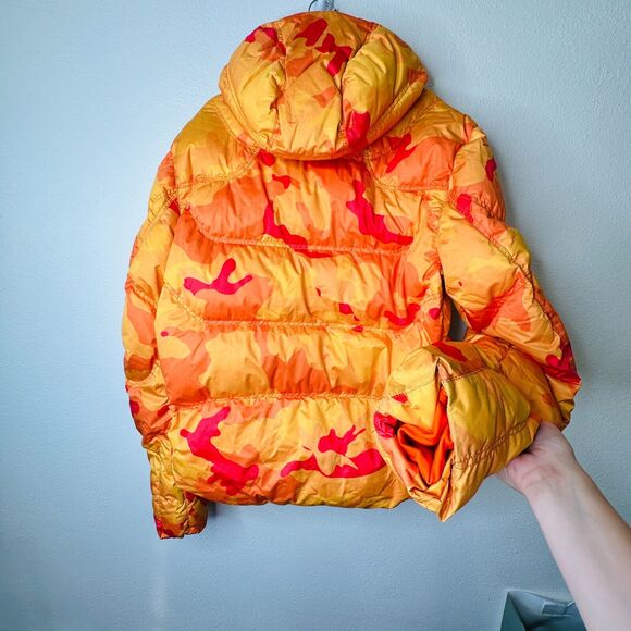 Kru St. Moritz Yellow Pink Orange Camo Front Button Zip Long Sleeve Hood Jacket - Picture 9 of 16